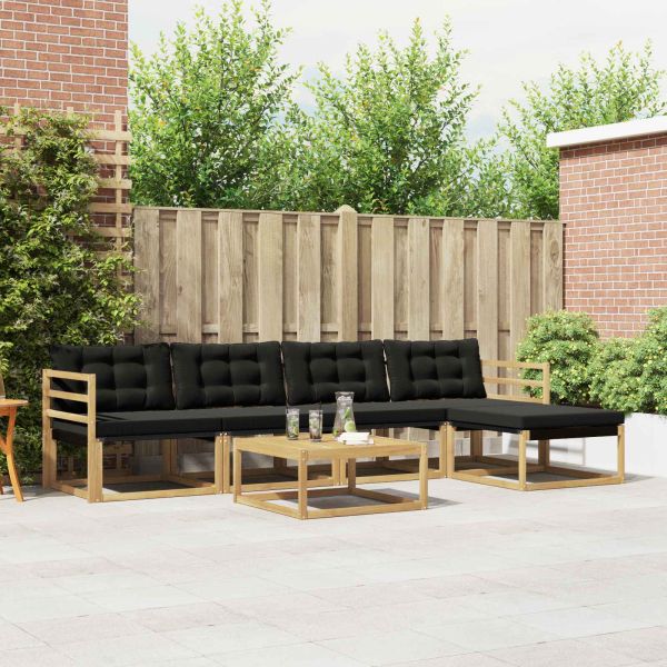 Комплект дивани за открито 6 pcs Бяло и черно 79 x 79 x 37 см