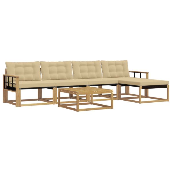 Комплект дивани за открито 6 pcs Бяло и Бежово 79 x 79 x 37 см