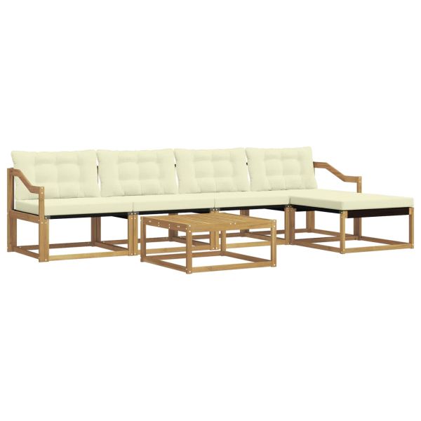 Комплект дивани за открито 6 pcs Бяло и кремаво 79 x 79 x 37 см