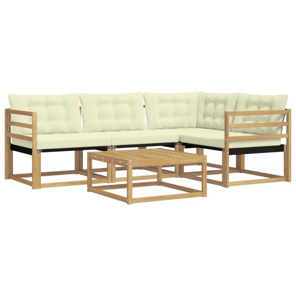 Комплект дивани за открито 5 pcs Бяло и кремаво 79 x 79 x 37 см