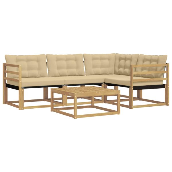Комплект дивани за открито 5 pcs Бяло и Бежово 79 x 79 x 37 см