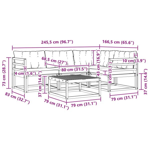Комплект дивани за открито 5 pcs Бяло и Бежово 79 x 79 x 37 см
