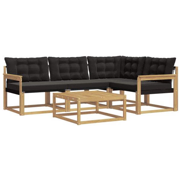 Комплект дивани за открито 5 pcs Бяло и черно 79 x 79 x 37 см
