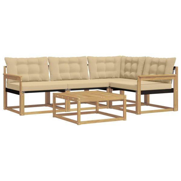 Комплект дивани за открито 5 pcs Бяло и Бежово 79 x 79 x 37 см
