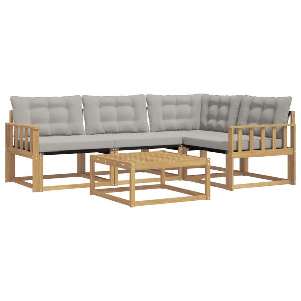 Комплект дивани за открито 5 pcs Бяло и светлосиво