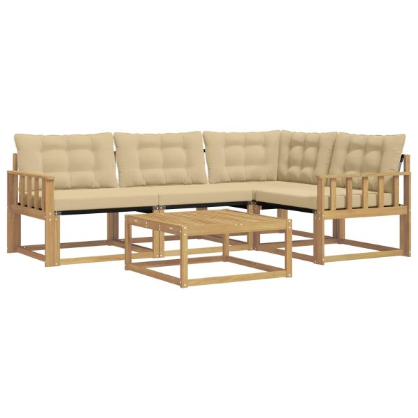 Комплект дивани за открито 5 pcs Бяло и Бежово 79 x 79 x 37 см