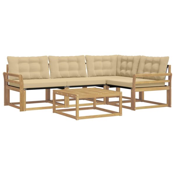 Комплект дивани за открито 5 pcs Бяло и Бежово 79 x 79 x 37 см