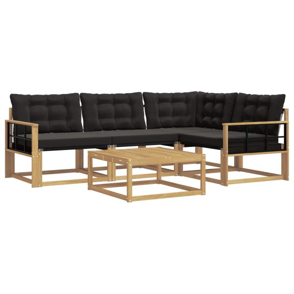 Комплект дивани за открито 5 pcs Бяло и черно 79 x 79 x 37 см