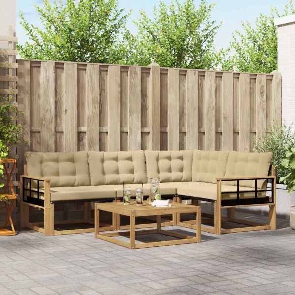 Комплект дивани за открито 5 pcs Бяло и Бежово 79 x 79 x 37 см