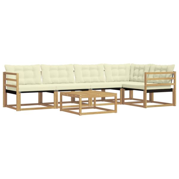 Комплект дивани за открито 6 pcs Бяло и кремаво 79 x 79 x 37 см