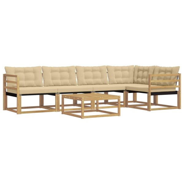 Комплект дивани за открито 6 pcs Бяло и Бежово 79 x 79 x 37 см