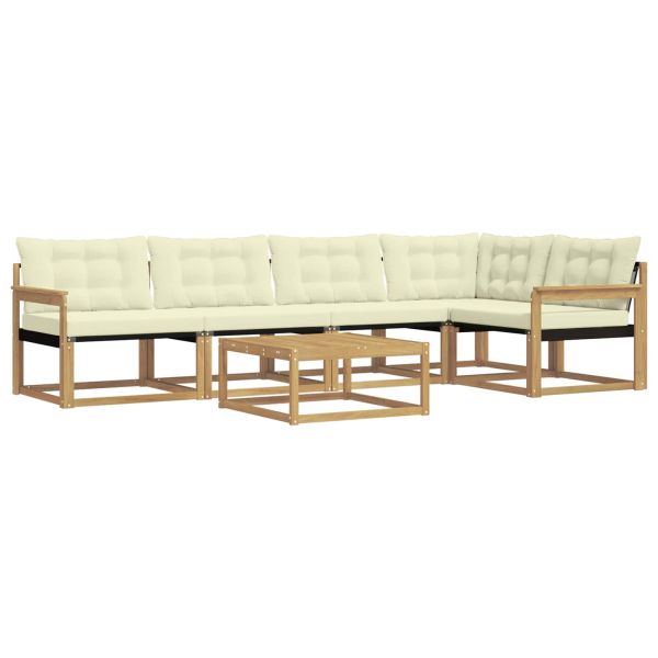 Комплект дивани за открито 6 pcs Бяло и кремаво 79 x 79 x 37 см