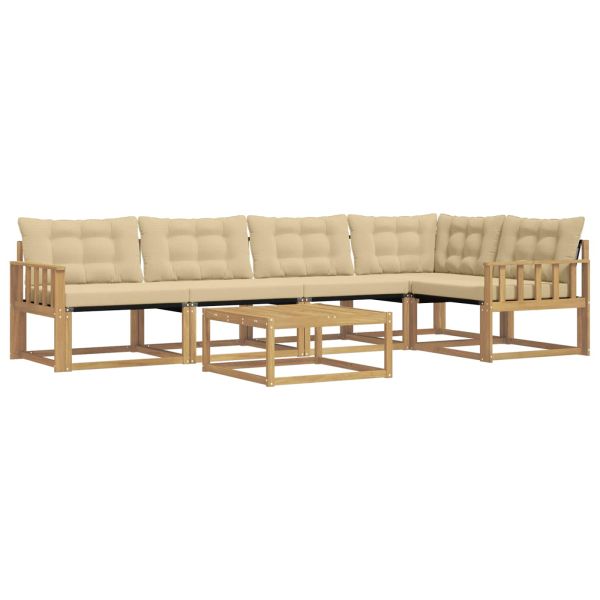 Комплект дивани за открито 6 pcs Бяло и Бежово 79 x 79 x 37 см