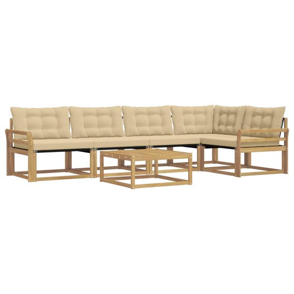 Комплект дивани за открито 6 pcs Бяло и Бежово 79 x 79 x 37 см