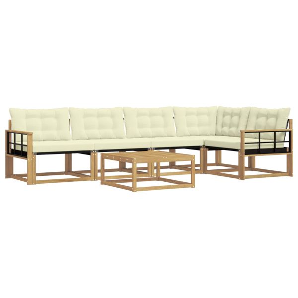 Комплект дивани за открито 6 pcs Бяло и кремаво 79 x 79 x 37 см
