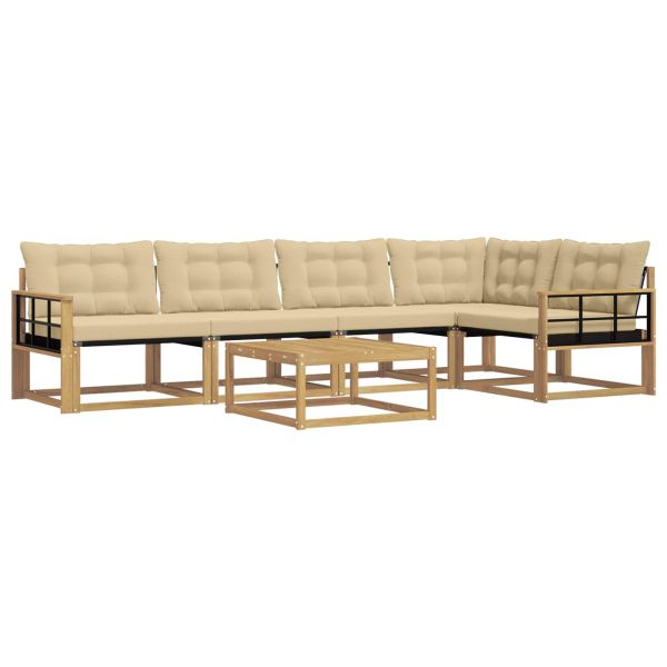Комплект дивани за открито 6 pcs Бяло и Бежово 79 x 79 x 37 см