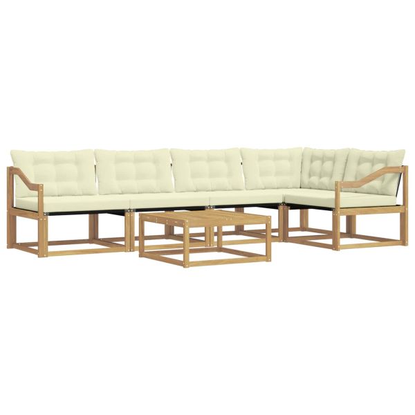 Комплект дивани за открито 6 pcs Бяло и кремаво 79 x 79 x 37 см