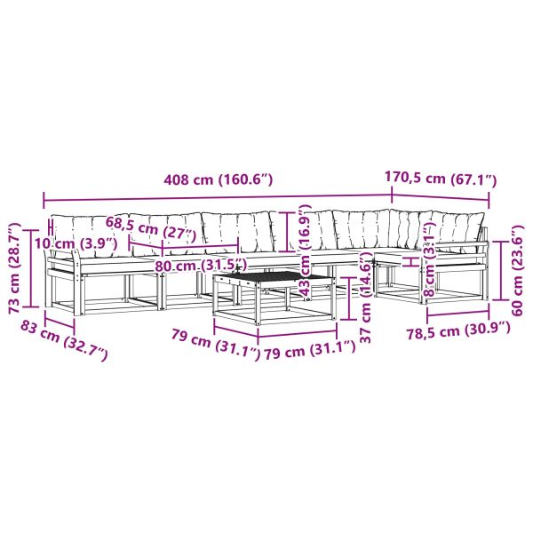 Комплект дивани за открито 7 pcs Бяло и кремаво 79 x 79 x 37 см