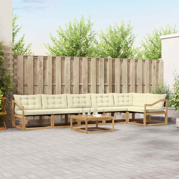 Комплект дивани за открито 7 pcs Бяло и кремаво 79 x 79 x 37 см