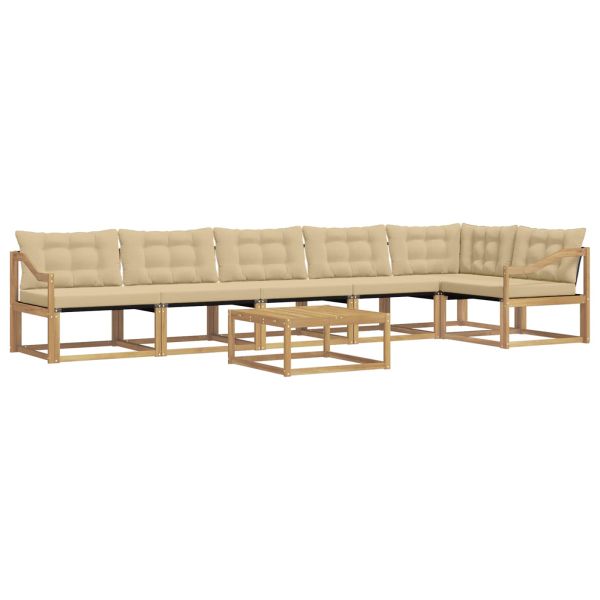 Комплект дивани за открито 7 pcs Бяло и Бежово 79 x 79 x 37 см