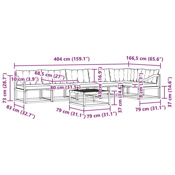 Комплект дивани за открито 7 pcs Бяло и Бежово 79 x 79 x 37 см