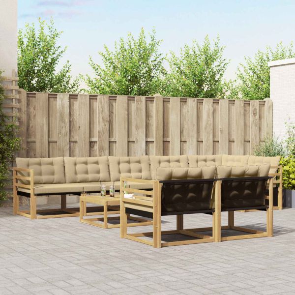 Комплект дивани за открито 9 pcs Бяло и Бежово 79 x 79 x 37 см