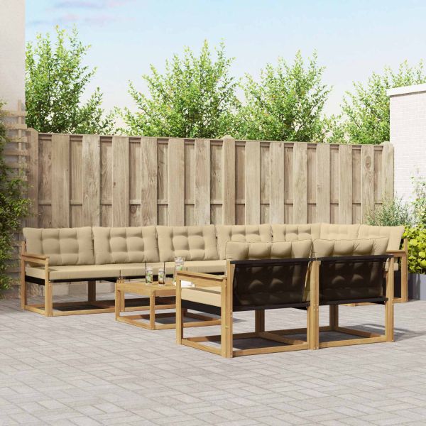 Комплект дивани за открито 9 pcs Бяло и Бежово 79 x 79 x 37 см