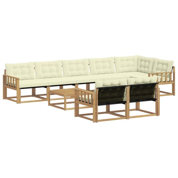 Комплект дивани за открито 9 pcs Бяло и кремаво 79 x 79 x 37 см