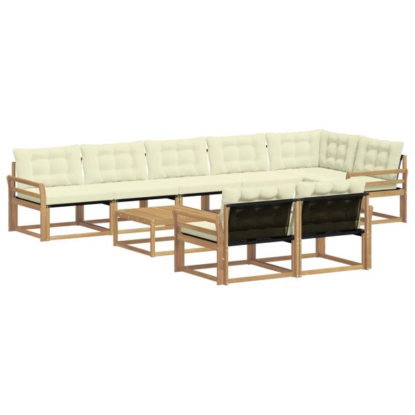 Комплект дивани за открито 9 pcs Бяло и кремаво 79 x 79 x 37 см