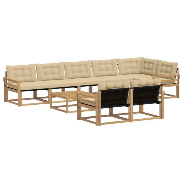 Комплект дивани за открито 9 pcs Бяло и Бежово 79 x 79 x 37 см