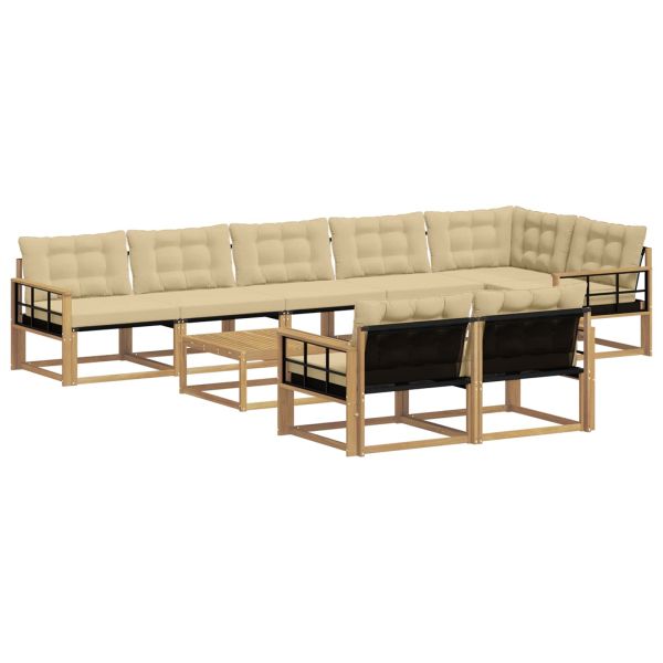 Комплект дивани за открито 9 pcs Бяло и Бежово 79 x 79 x 37 см