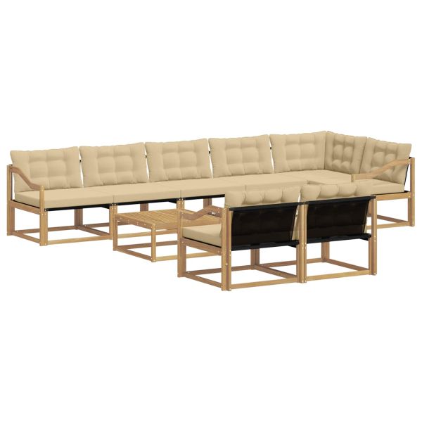 Комплект дивани за открито 9 pcs Бяло и Бежово 79 x 79 x 37 см