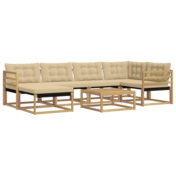 Комплект дивани за открито 7 pcs Бяло и Бежово 79 x 79 x 37 см