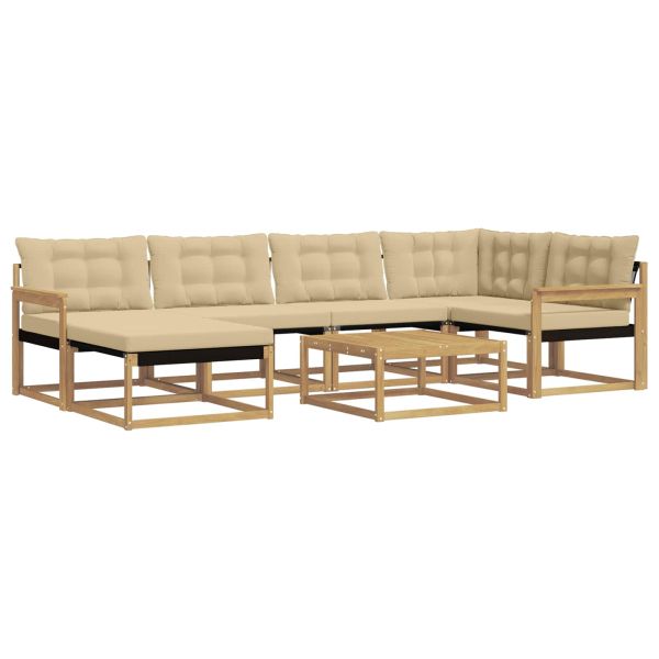 Комплект дивани за открито 7 pcs Бяло и Бежово 79 x 79 x 37 см