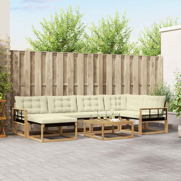 Комплект дивани за открито 7 pcs Бяло и кремаво 79 x 79 x 37 см