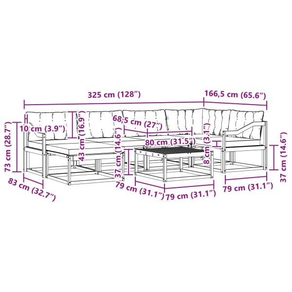 Комплект дивани за открито 7 pcs Бяло и Бежово 79 x 79 x 37 см