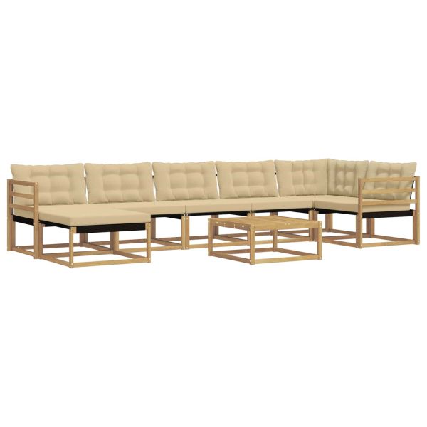 Комплект дивани за открито 8 pcs Бяло и Бежово 79 x 79 x 37 см