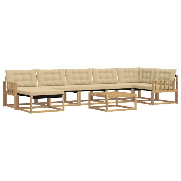 Комплект дивани за открито 8 pcs Бяло и Бежово 79 x 79 x 37 см