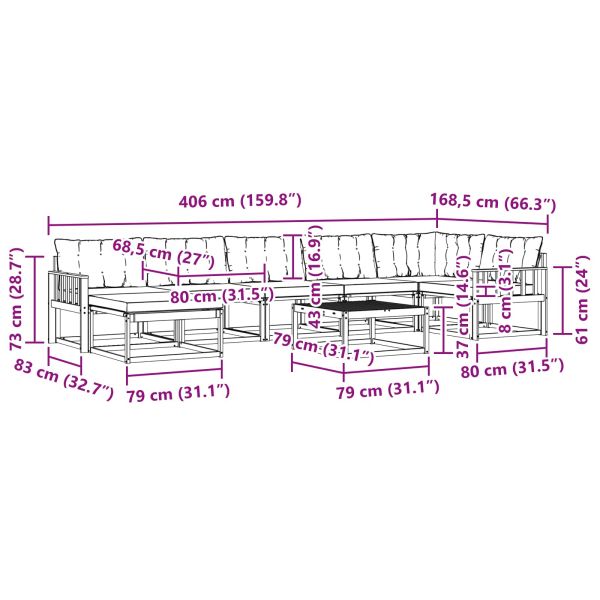 Комплект дивани за открито 8 pcs Бяло и Бежово 79 x 79 x 37 см