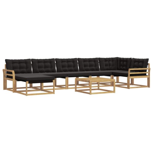 Комплект дивани за открито 8 pcs Бяло и черно 79 x 79 x 37 см
