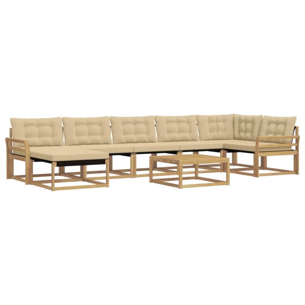 Комплект дивани за открито 8 pcs Бяло и Бежово 79 x 79 x 37 см