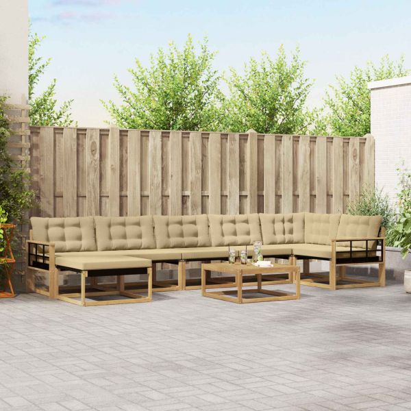 Комплект дивани за открито 8 pcs Бяло и Бежово 79 x 79 x 37 см