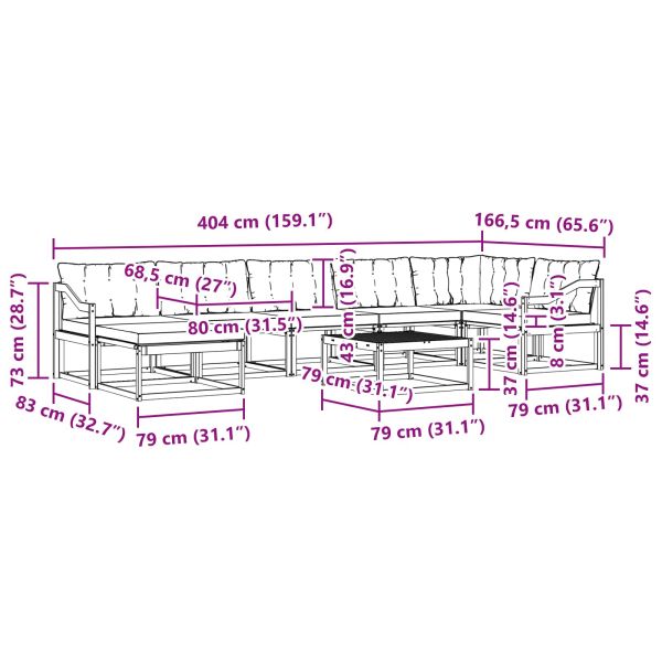 Комплект дивани за открито 8 pcs Бяло и Бежово 79 x 79 x 37 см