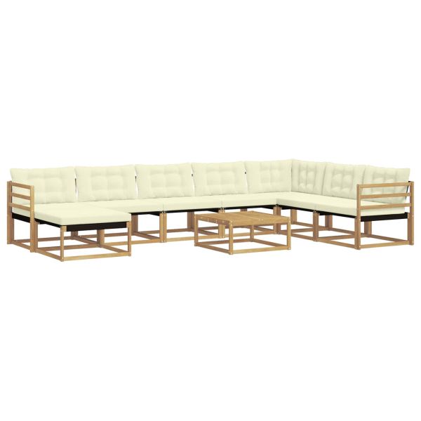 Комплект дивани за открито 9 pcs Бяло и кремаво 79 x 79 x 37 см