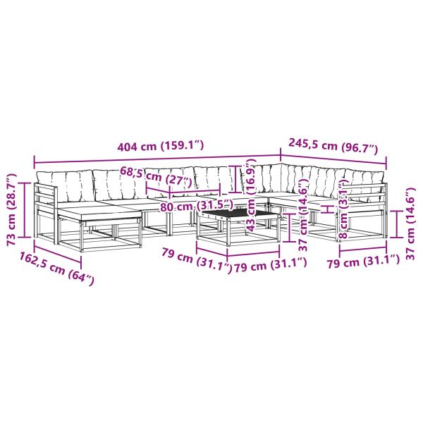 Комплект дивани за открито 9 pcs Бяло и кремаво 79 x 79 x 37 см