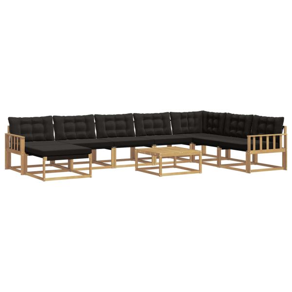 Комплект дивани за открито 9 pcs Бяло и черно 79 x 79 x 37 см