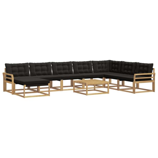 Комплект дивани за открито 9 pcs Бяло и черно 79 x 79 x 37 см