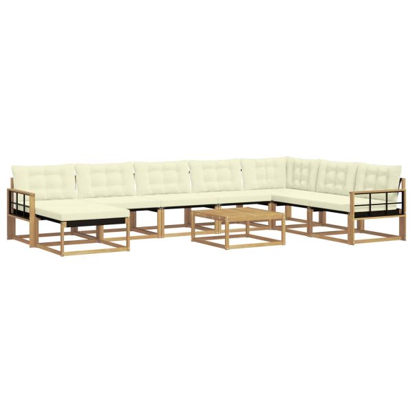 Комплект дивани за открито 9 pcs Бяло и кремаво 79 x 79 x 37 см