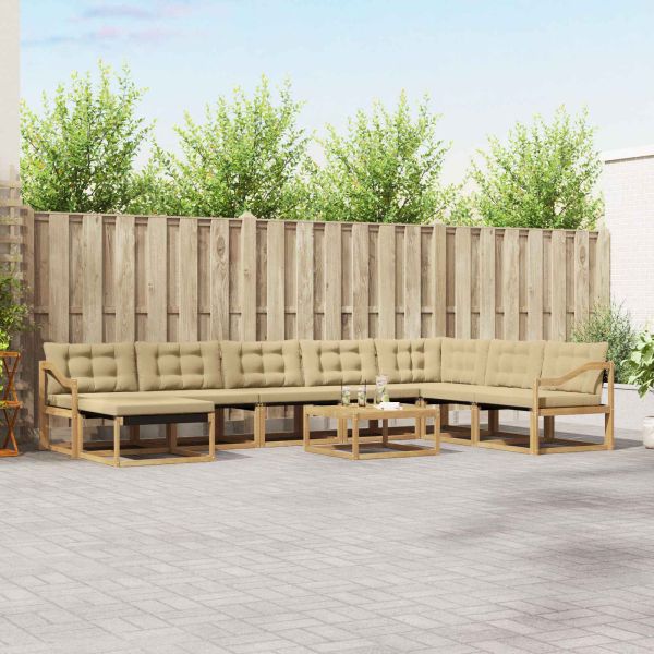 Комплект дивани за открито 9 pcs Бяло и Бежово 79 x 79 x 37 см