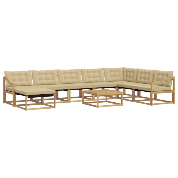 Комплект дивани за открито 9 pcs Бяло и Бежово 79 x 79 x 37 см